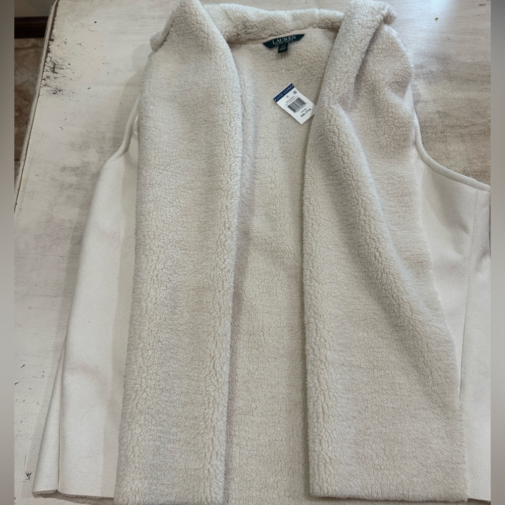 Lauren Ralph Lauren Cream Sherpa Vest. Size XXL. New!